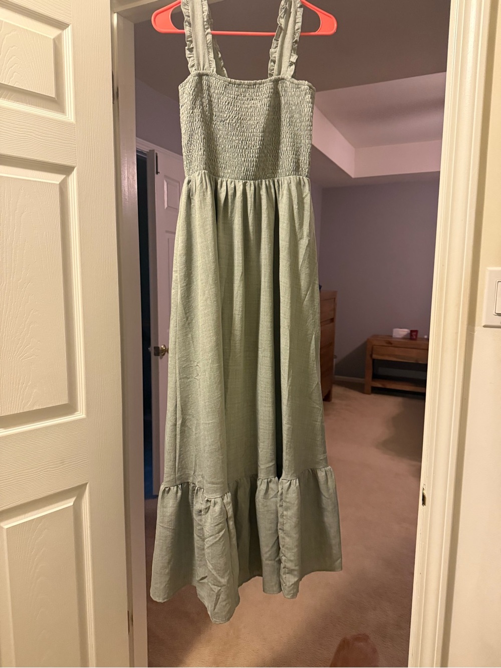 Listicle Sage Green Maxi Sundress with Ruffle Straps